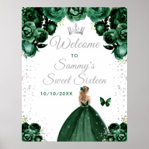 Green Blonde Hair Princess Sweet Sixteen Welcome Poster