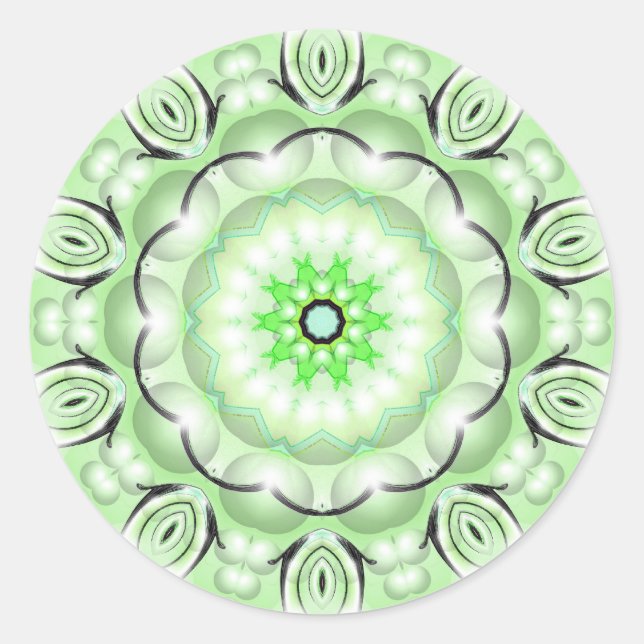 Green Blossom Classic Round Sticker (Front)