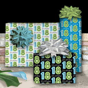 Green Blue 18th Birthday Wrapping Paper Sheet