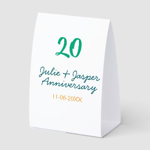 Green blue 20th anniversary name date orange 