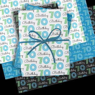 Green Blue 70th Birthday Wrapping Paper Sheets