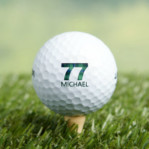 Green Blue 77th birthday - 77 years plaid gift Golf Balls