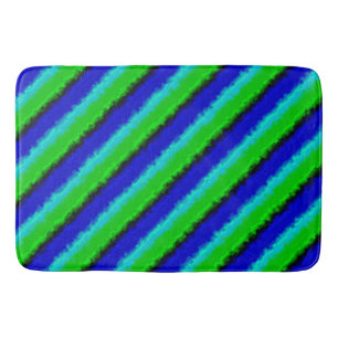 Green Blue abstract 3D rainbow pattern Bath Mat