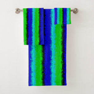 Green Blue abstract 3D rainbow pattern Bath Towel Set
