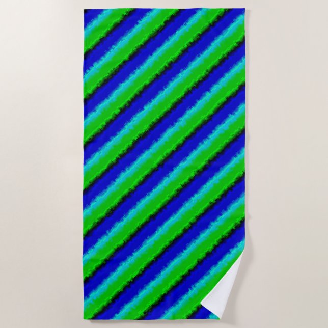 Green Blue abstract 3D rainbow pattern Beach Towel (Front)