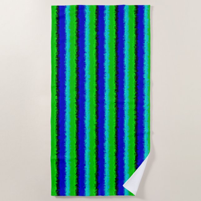 Green Blue abstract 3D rainbow pattern Beach Towel (Front)