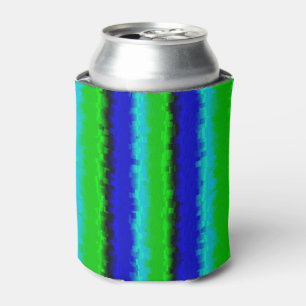 Green Blue abstract 3D rainbow pattern Can Cooler