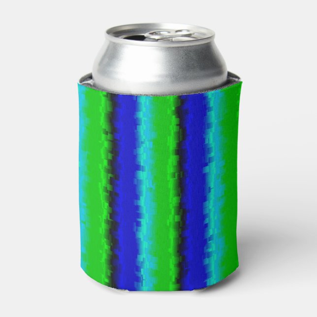 Green Blue abstract 3D rainbow pattern Can Cooler (Can Front)