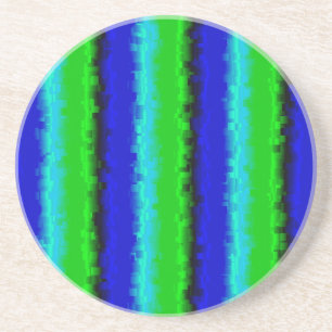 Green Blue abstract 3D rainbow pattern Coaster