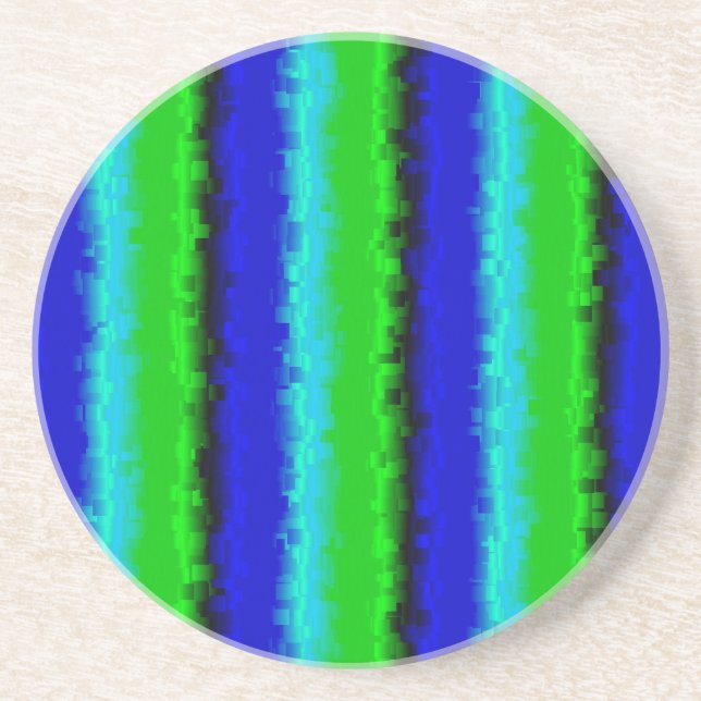Green Blue abstract 3D rainbow pattern Coaster (Front)