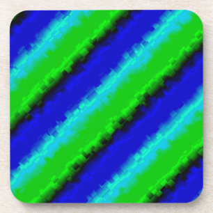 Green Blue abstract 3D rainbow pattern Coaster