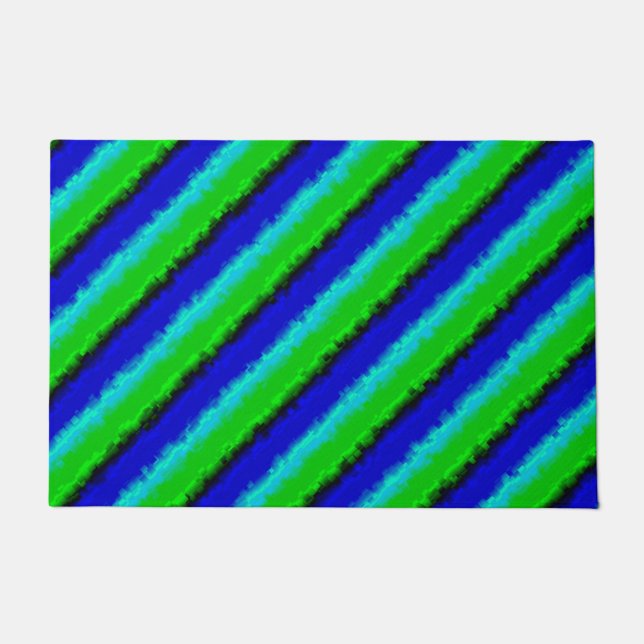 Green Blue abstract 3D rainbow pattern Doormat (Front)