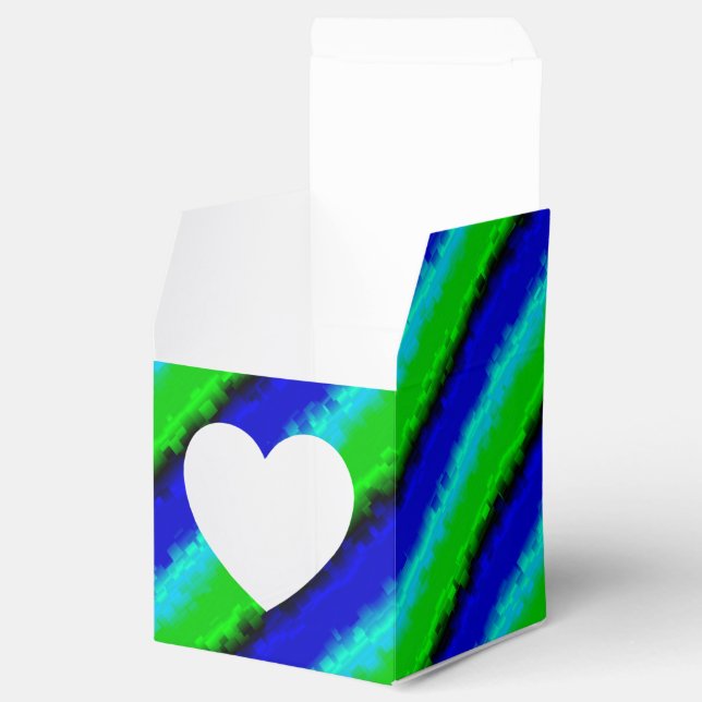 Green Blue abstract 3D rainbow pattern Favour Box (Opened)