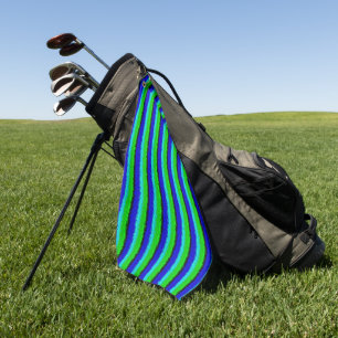 Green Blue abstract 3D rainbow pattern Golf Towel