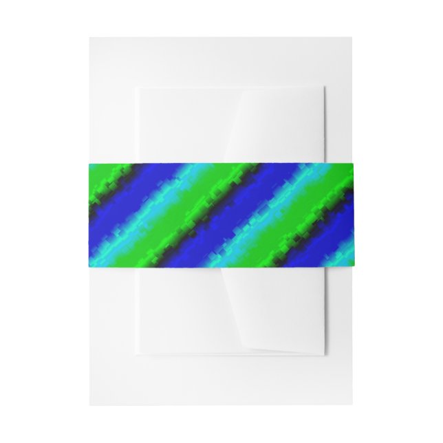Green Blue abstract 3D rainbow pattern Invitation Belly Band (Front Example)