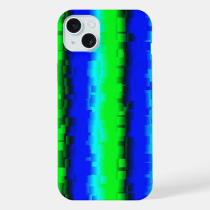 Green Blue abstract 3D rainbow pattern iPhone 15 Plus Case