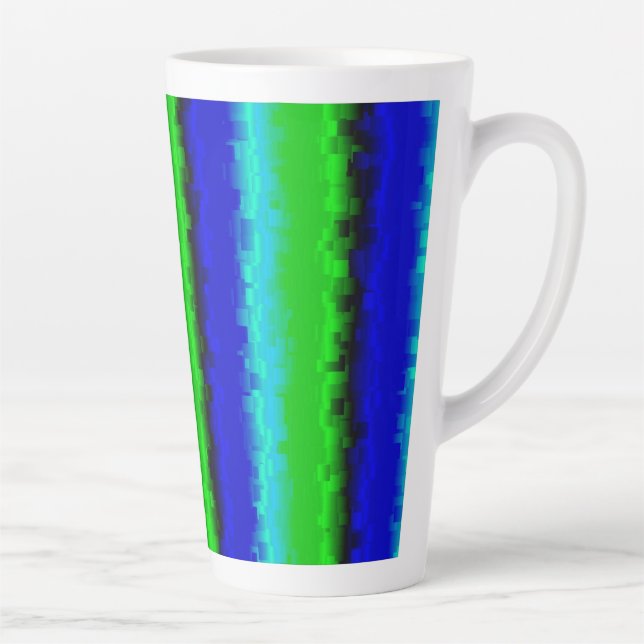 Green Blue abstract 3D rainbow pattern Latte Mug (Right)