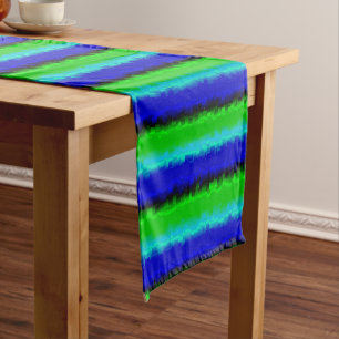 Green Blue abstract 3D rainbow pattern Long Table Runner