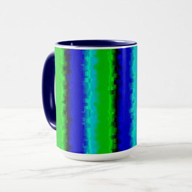 Green Blue abstract 3D rainbow pattern Mug (Front Left)