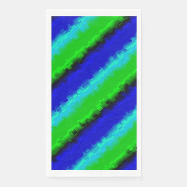 Green Blue abstract 3D rainbow pattern Napkin (Front)