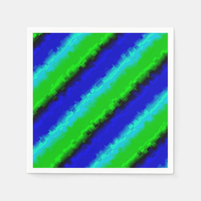 Green Blue abstract 3D rainbow pattern Napkin (Front)