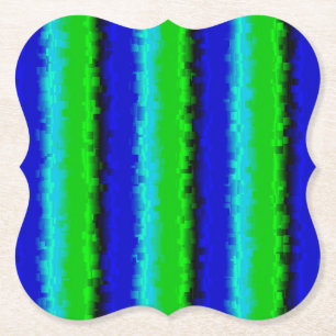 Green Blue abstract 3D rainbow pattern Paper Coaster