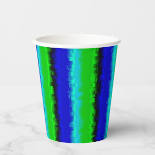 Green Blue abstract 3D rainbow pattern Paper Cups