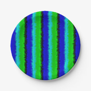 Green Blue abstract 3D rainbow pattern Paper Plate
