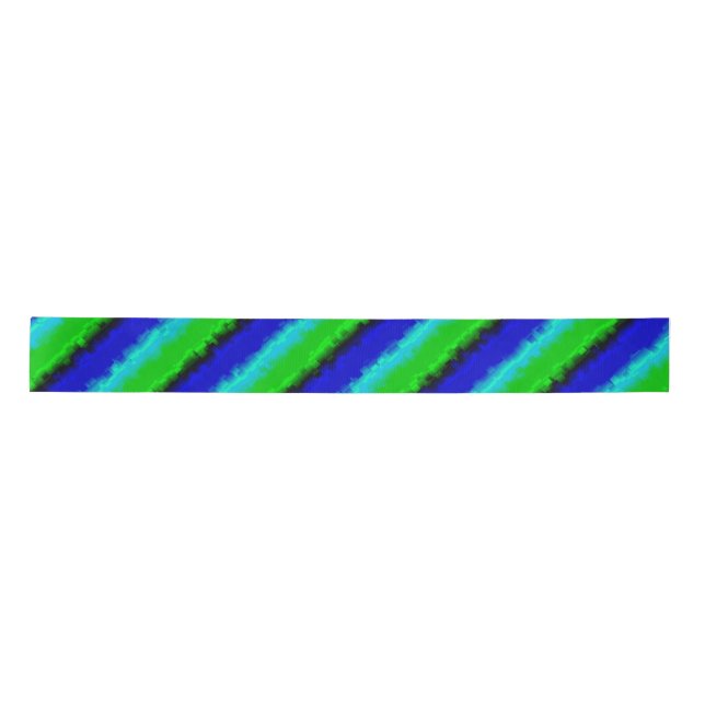 Green Blue abstract 3D rainbow pattern Satin Ribbon (Front)