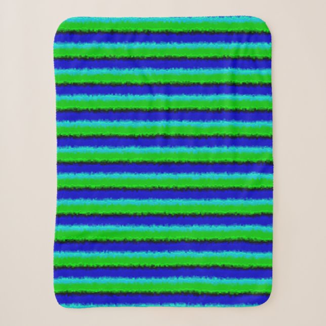 Green Blue abstract 3D rainbow pattern Sherpa Blanket (Front)