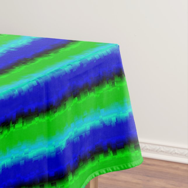 Green Blue abstract 3D rainbow pattern Tablecloth (In Situ)