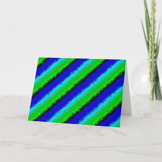 Green Blue abstract 3D rainbow pattern Thank You Card (Front)