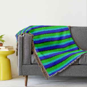 Green Blue abstract 3D rainbow pattern Throw Blanket