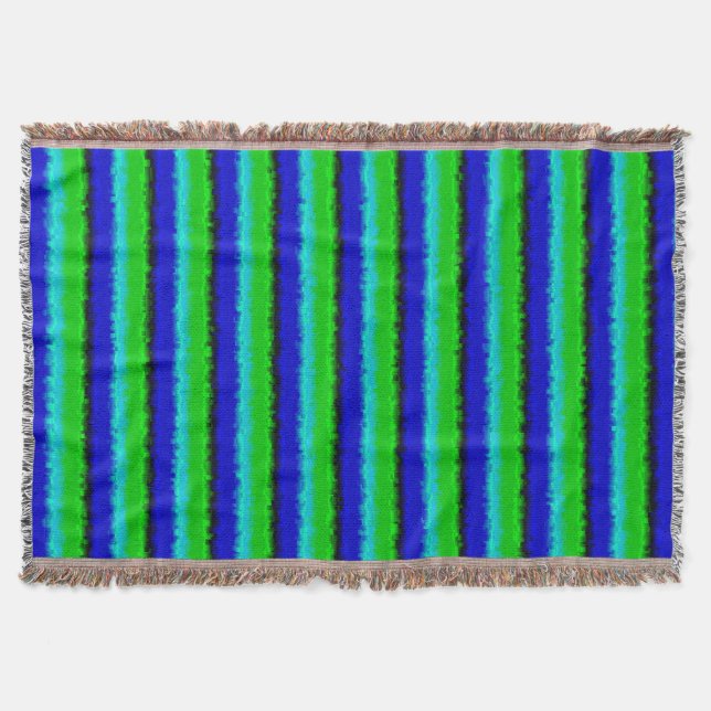 Green Blue abstract 3D rainbow pattern Throw Blanket (Front)