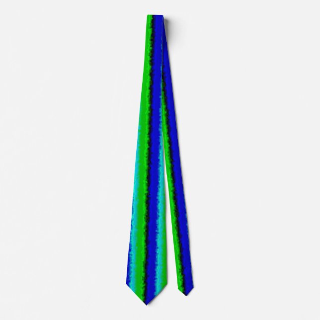 Green Blue abstract 3D rainbow pattern Tie (Front)