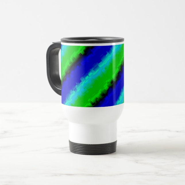 Green Blue abstract 3D rainbow pattern Travel Mug (Front Left)