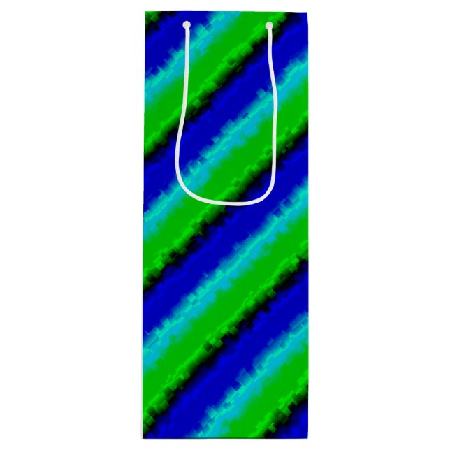 Green Blue abstract 3D rainbow pattern Wine Gift Bag (Front)