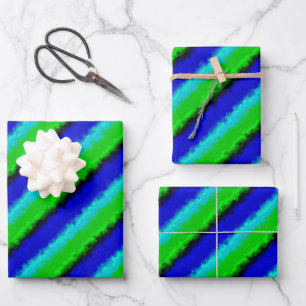Green Blue abstract 3D rainbow pattern Wrapping Paper Sheet