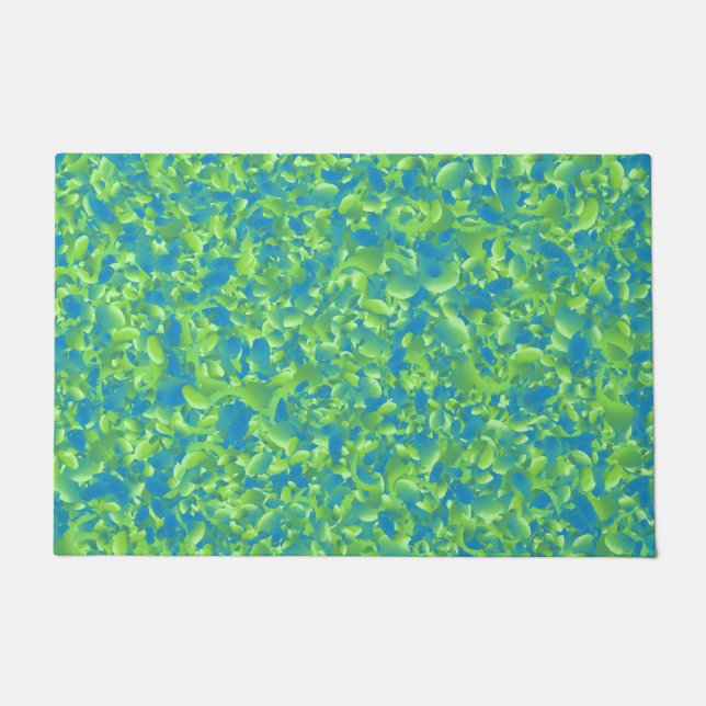Green Blue Abstract Geometric Pattern Doormat (Front)