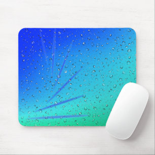 Green & Blue Abstract With Raindrops Mouse Mat
