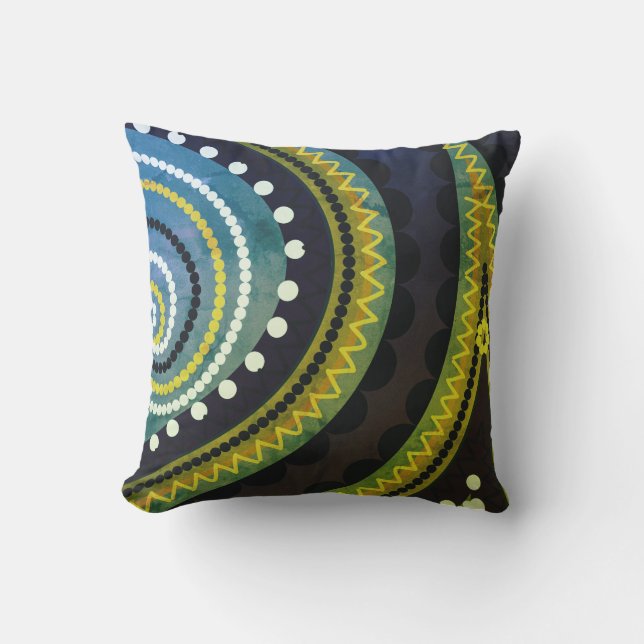 Green blue accents seamless pattern outdoor pillow (Front)