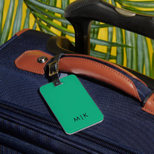 Green Blue and Black Modern Monogram Luggage Tag