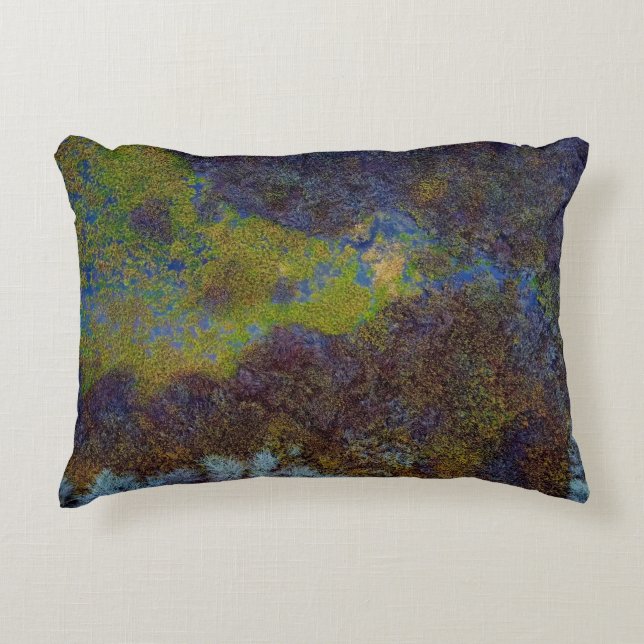 Green, blue, and brown mat decorative cushion (Front)