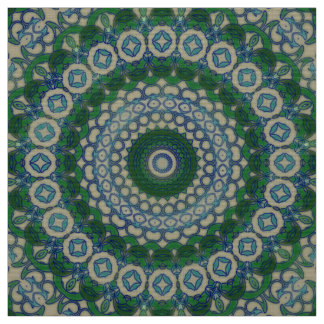 Green, Blue and Grey Mandala Fabric