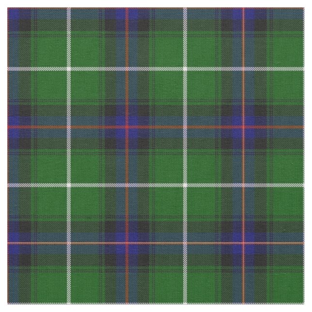 Green blue and red plaid fabric (Close Up)