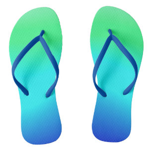 Green, Blue and Turquoise Cool Water Ombre  Flip Flops