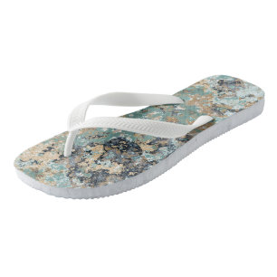 Green, Blue and Turquoise Marble Flip Flops