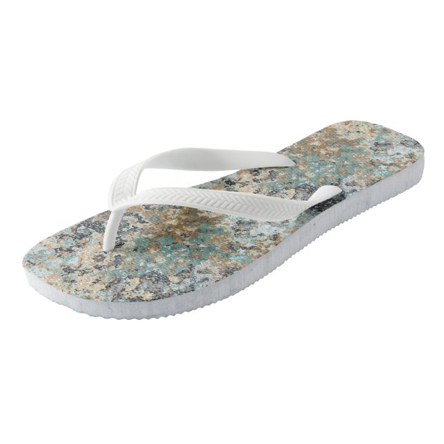 Green, Blue and Turquoise Marble Flip Flops (Angled)