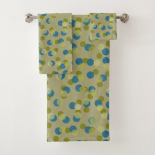 green, blue and yellow dots bath towel set