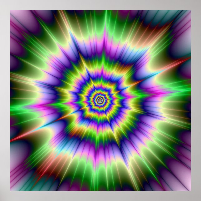 Green Blue and Yellow Explosion Poster (Front)